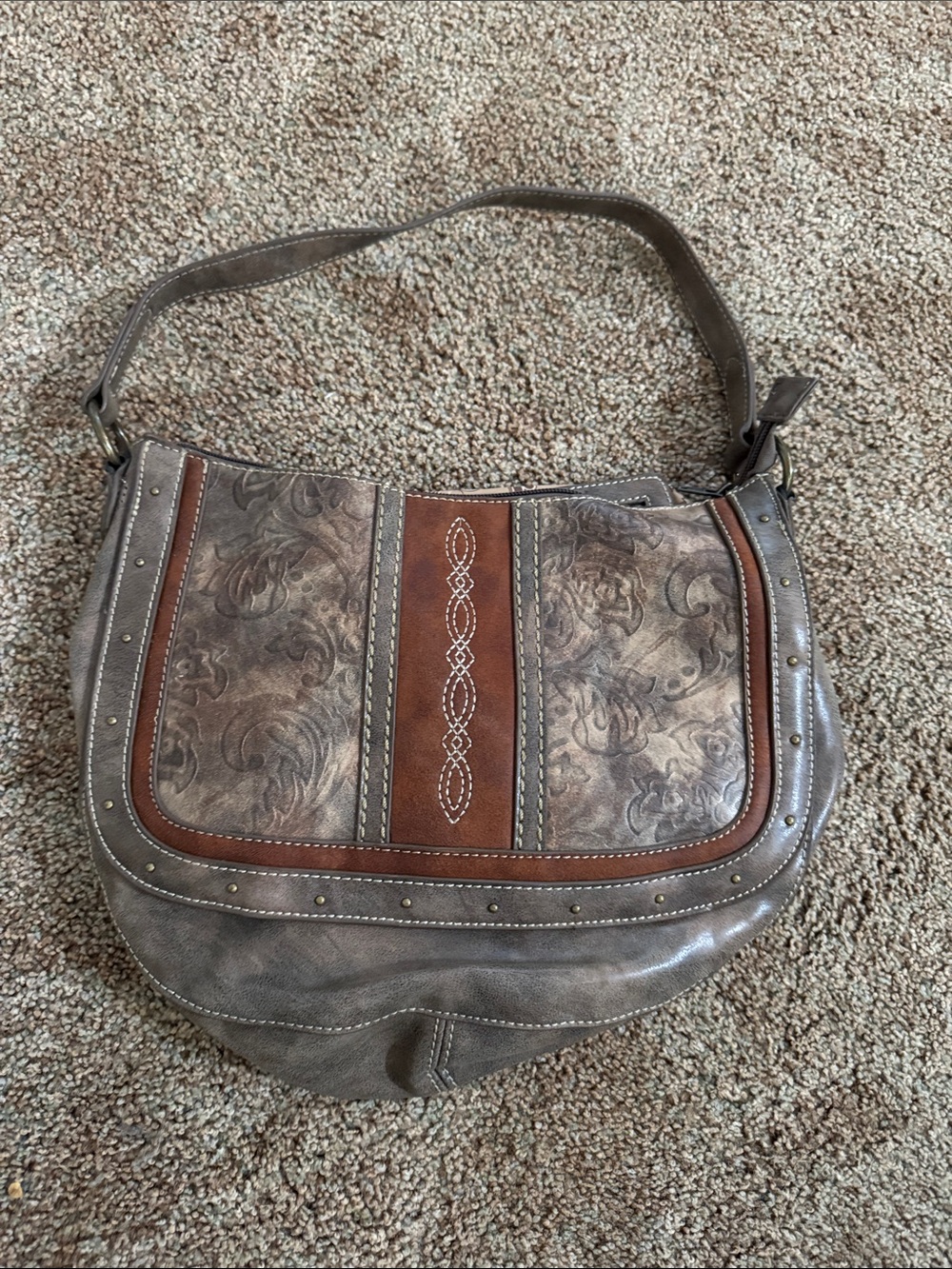 Justin’s concealed Women’s Brown Patterned Shoulder Bag - Faux Leather Accent